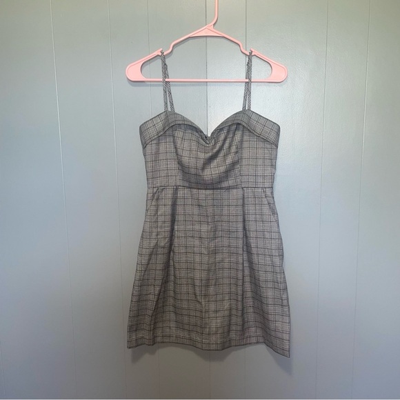 Molly Green Gray Plaid Mini Dress Medium - Picture 3 of 10